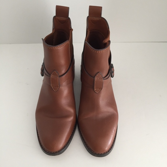 Coach Women's Buckle Chelsea Ankle Boots FG1002 Leather Dark Saddle Brown 7.5B - Picture 7 of 16